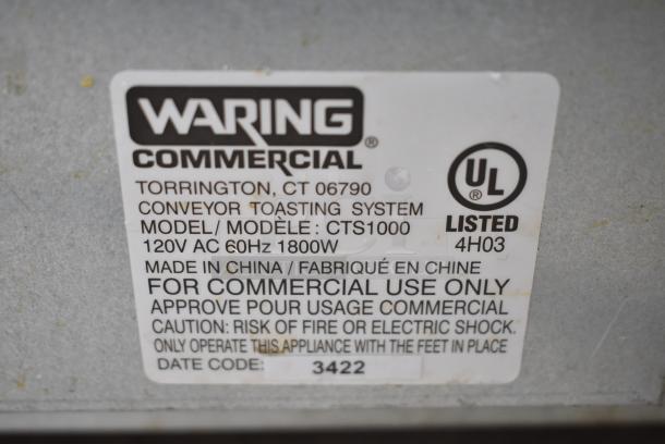 Waring CTS1000 Stainless Steel Commercial Countertop Electric Powered Conveyor Toaster Oven. 120 Volts, 1 Phase. Tested and Working! - Image 5 of 6
