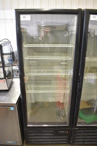 Fagor FM-16 Metal Commercial Single Door Reach In Cooler Merchandiser w/ Poly Coated Racks. 115 Volts, 1 Phase. Tested and Working!