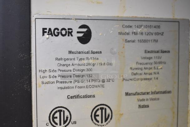 Fagor FM-16 Metal Commercial Single Door Reach In Cooler Merchandiser w/ Poly Coated Racks. 115 Volts, 1 Phase. Tested and Working! - Image 5 of 6