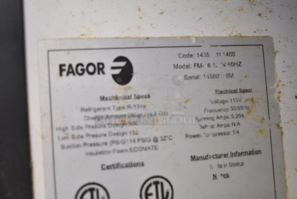 Fagor FM-16 Metal Commercial Single Door Reach In Cooler Merchandiser w/ Poly Coated Racks. 115 Volts, 1 Phase. Tested and Powers On But Does Not Get Cold - Image 5 of 6