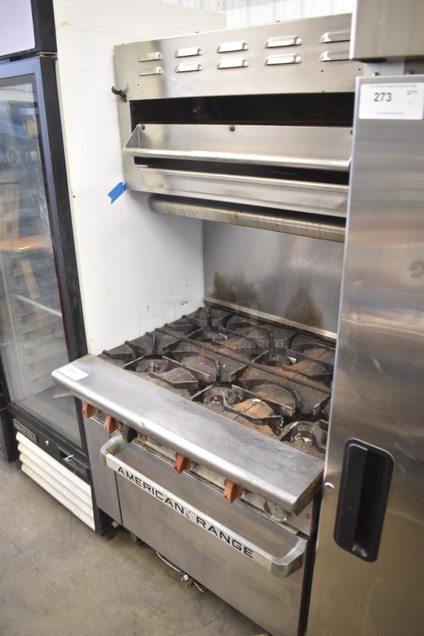 American Range Stainless Steel Commercial Natural Gas Powered 6 Burner Range w/ Cheese Melter and Oven. - Image 2 of 9