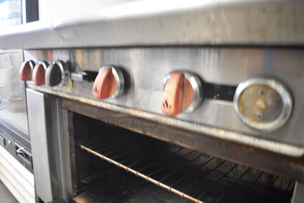 American Range Stainless Steel Commercial Natural Gas Powered 6 Burner Range w/ Cheese Melter and Oven. - Image 5 of 9