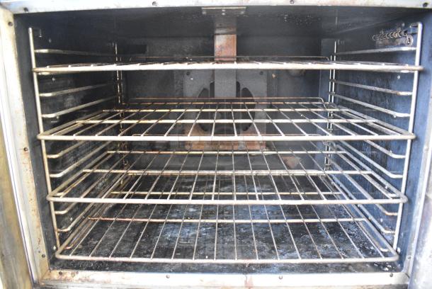 Vulcan Stainless Steel Commercial Natural Gas Powered Full Size Convection Oven w/ View Through Doors, Metal Oven Racks and Thermostatic Controls on Metal Legs. - Image 3 of 5