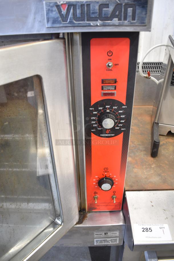 Vulcan Stainless Steel Commercial Natural Gas Powered Full Size Convection Oven w/ View Through Doors, Metal Oven Racks and Thermostatic Controls on Metal Legs. - Image 4 of 5