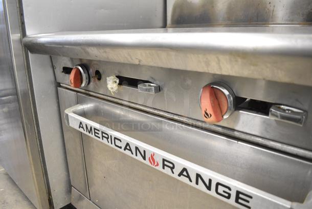 American Range Stainless Steel Commercial Natural Gas Powered 6 Burner Range w/ Oven, Over Shelf, Back Splash and Right Side Splash Guard. - Image 4 of 7