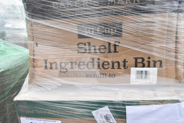 38 BRAND NEW! Boxes Including 176IB40 Baker's Lane 2.6 Gallon / 40 Cup Shelf Ingredient Bin with Flip Lid, Label Sheet, and Scoop, 129MCS38B Choice 38 oz. Black Rectangular Microwavable Heavy Weight Container with Lid 8 3/4" x 6 1/4" x 2" - 150/Case, 500CC12HD 12 oz. Plastic Cold Cup - Designed for Use Without Lids - 1000/Case, 129MCS38B Choice 38 oz. Black Rectangular Microwavable Heavy Weight Container with Lid 8 3/4" x 6 1/4" x 2" - 150/Case, 127CH06 Choice 6 oz. Clear RPET Hinged Deli Container - 400/Case, 500L1020B Choice Black Hot Paper Cup Travel Lid for 10-24 oz. Standard Cups and 8 oz. Squat Cups - 1000/Case, 50012W CUP 12oz PAP HOT WHITE 1M LID 500L1020B/W. 38 Times Your Bid! - Image 5 of 16