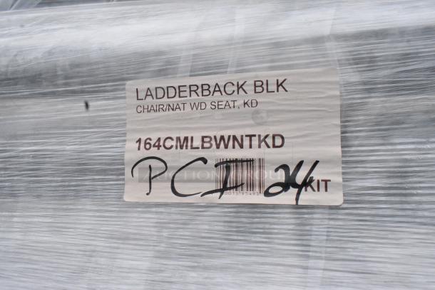 24 BRAND NEW! 164CMLBWNTKD Lancaster Table & Seating Black Finish Ladder Back Chair with Natural Wood Seat - Detached Seat. 24 Times Your Bid! - Image 4 of 9