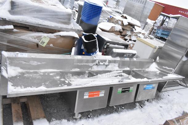 Stainless Steel 3 Bay Sink w/ Dual Drain Boards, Handles. - Image 2 of 7