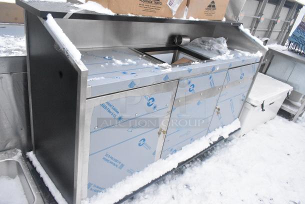 BRAND NEW SCRATCH AND DENT! Stainless Steel Portable Bar w/ Sink Bay on Commercial Casters. - Image 1 of 5