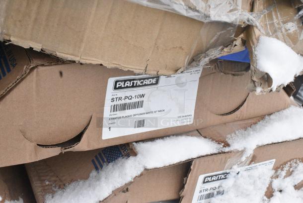 10 BRAND NEW SCRATCH AND DENT! Items Including American Louver Company Stratus White Plaque Diffuser with 10" Neck STR-PQ-10W, 4JC3GBLU Lavex Blue 3-Shelf Janitor Cart, 10 Times Your Bid! May Be Missing Pieces. - Image 2 of 4
