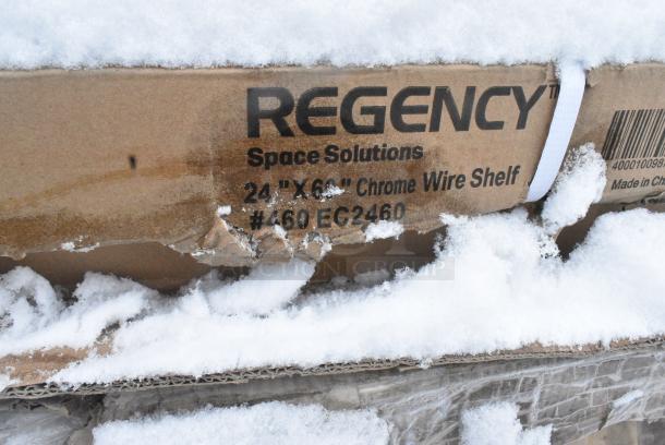 12 BRAND NEW SCRATCH AND DENT! Items Including 460ECSC1836 Regency NSF Chrome Wire Security Cage - 18" x 36" x 61", 460EC2460 Regency 24 x 60 Wire Shelf, 522ETOB3060 Steelton 30" x 60" 18-Gauge 430 Stainless Steel Open Base Work Table, 109APR1820L Regency 20 Pan End Load Bun / Sheet Pan Rack with Non-Marking Casters - Unassembled, 600T2472G Regency 24" x 72" 18-Gauge 304 Stainless Steel Commercial Work Table with Galvanized Legs and Undershelf. 12 Times Your Bid! May Be Missing Pieces. - Image 3 of 6