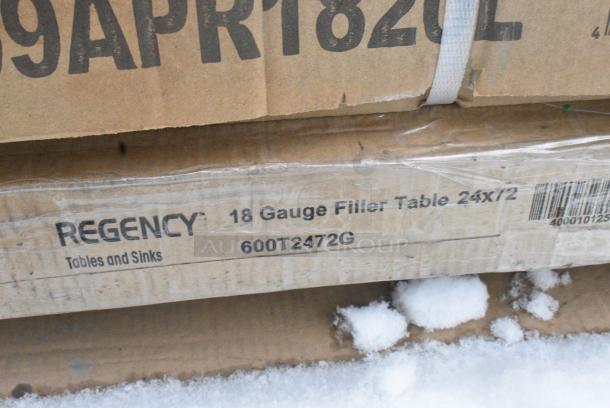 12 BRAND NEW SCRATCH AND DENT! Items Including 460ECSC1836 Regency NSF Chrome Wire Security Cage - 18" x 36" x 61", 460EC2460 Regency 24 x 60 Wire Shelf, 522ETOB3060 Steelton 30" x 60" 18-Gauge 430 Stainless Steel Open Base Work Table, 109APR1820L Regency 20 Pan End Load Bun / Sheet Pan Rack with Non-Marking Casters - Unassembled, 600T2472G Regency 24" x 72" 18-Gauge 304 Stainless Steel Commercial Work Table with Galvanized Legs and Undershelf. 12 Times Your Bid! May Be Missing Pieces. - Image 6 of 6