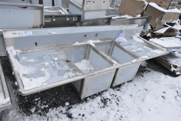 BRAND NEW SCRATCH AND DENT! Regency 600S21824224 Stainless Steel 2 Bay Sink w/ Dual Drain Boards. No Legs. - Image 1 of 7