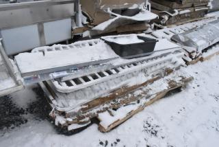 ALL ONE MONEY! Pallet Lot of Various BRAND NEW SCRATCH AND DENT! Items Including 3493060TBA Lancaster Table & Seating 30" x 60" Rectangular Reversible White Birch / Ash Laminated Table Top, Metal Pan Rack Pieces