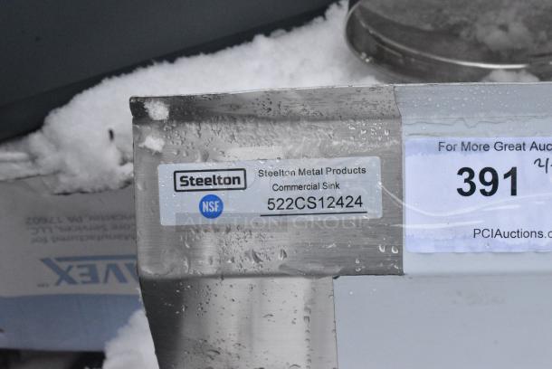 BRAND NEW SCRATCH AND DENT! Steelton 522CS12424 29 1/2" 18-Gauge Stainless Steel One Compartment Commercial Sink without Drainboard - 24" x 24" x 12" Bowl. No Legs. - Image 3 of 3