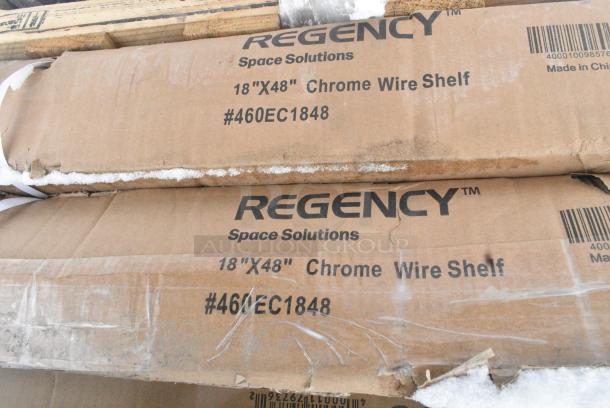 7 BRAND NEW SCRATCH AND DENT! Boxes Including 109CARTBUSGY Choice Gray Utility / Bussing Cart with Three Shelves - 32" x 16", 460EG2472 Regency 24" x 72" NSF Green Epoxy Wire Shelf, 407FULL12GO Baker's Lane Full Size Bun Sheet, 2 Box 460EC1848 Regency 18" x 48" x 74" NSF Chrome Stationary Wire Shelving Starter Kit with 6 Shelves, 600DOS1260 OVERSHELF 12X60 DOUBLE SS 18 GAUGE. 7 Times Your Bid!  May Be Missing Pieces. - Image 6 of 7