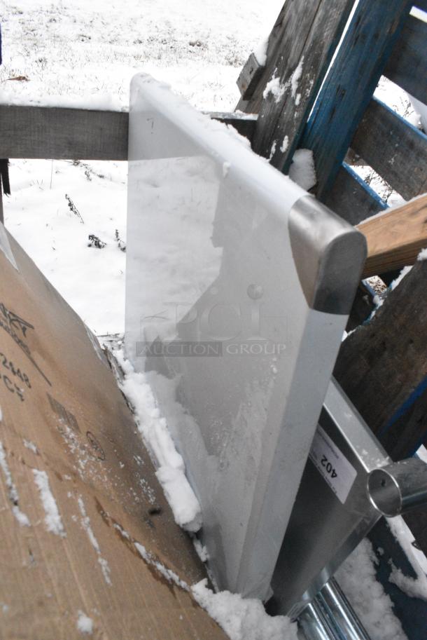 BRAND NEW SCRATCH AND DENT! Steelton 522ETSG2424 24" x 24" 18 Gauge 430 Stainless Steel Work Table with Undershelf - Image 2 of 5