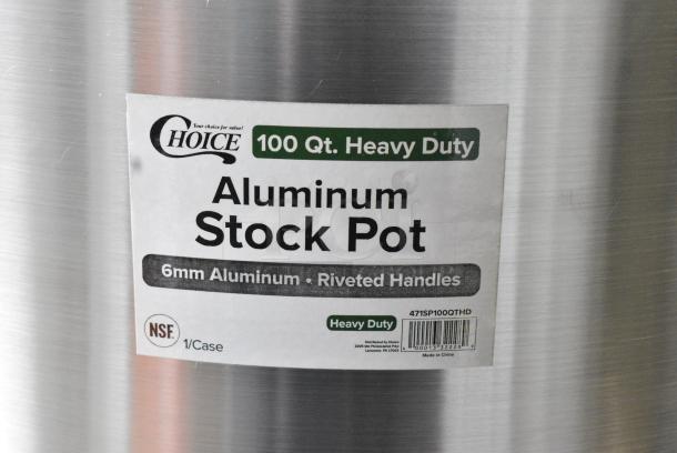 BRAND NEW SCRATCH AND DENT! Choice 471SP100QTHD 100 Qt. Heavy Weight Aluminum Stock Pot w/ Lid - Image 5 of 5