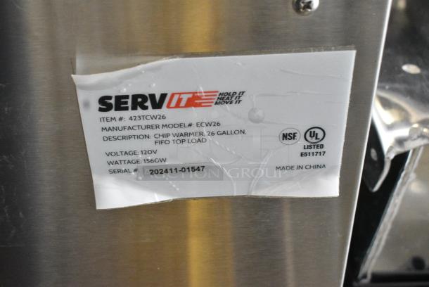 BRAND NEW SCRATCH AND DENT! 2024 ServIt 423TCW26 Stainless Steel 26 Gallon First-In First-Out Chip Warmer / Merchandiser. 120 Volts, 1 Phase. Tested and Powers On But Does Not Get Warm - Image 5 of 5