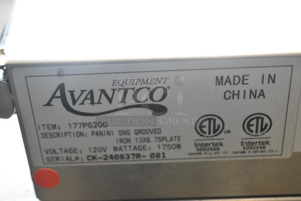 BRAND NEW SCRATCH AND DENT! 2024 Avantco 177PG200 Stainless Steel Commercial Countertop Panini Press. 120 Volts, 1 Phase. Tested and Working! - Image 10 of 10
