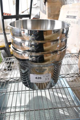 3 BRAND NEW SCRATCH AND DENT! Choice 407INC11 11 Qt. Stainless Steel Vegetable Inset Pot. 3 Times Your Bid!