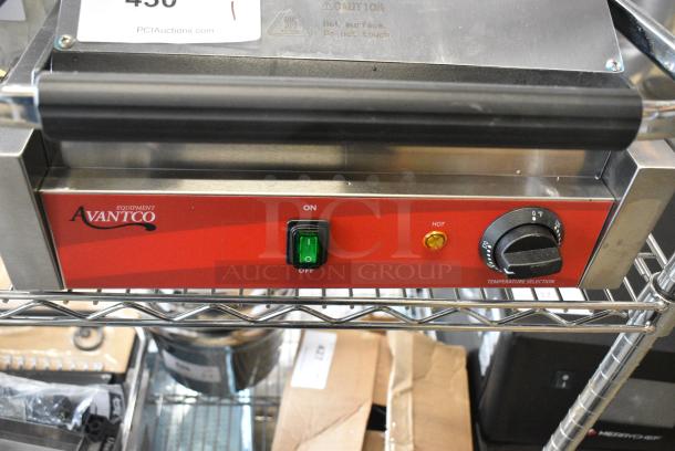 BRAND NEW SCRATCH AND DENT! 2024 Avantco PG200GS Commercial Panini Sandwich Grill with Grooved Top and Smooth Bottom Plates, and 13 3/8" x 8 3/4" Cooking Surface. 120 Volts, 1 Phase. Tested and Working! - Image 5 of 10