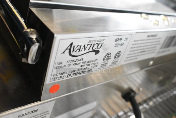 BRAND NEW SCRATCH AND DENT! 2024 Avantco PG200GS Commercial Panini Sandwich Grill with Grooved Top and Smooth Bottom Plates, and 13 3/8" x 8 3/4" Cooking Surface. 120 Volts, 1 Phase. Tested and Working! - Image 10 of 10