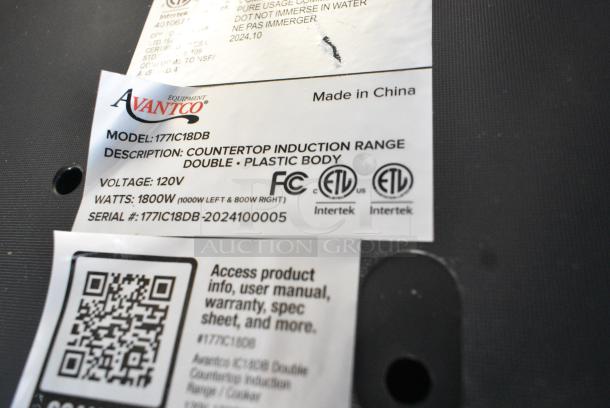BRAND NEW SCRATCH AND DENT! 2024 Avantco 177IC18DB Double Countertop Induction Range / Cooker. See Pictures for Damage. 120 Volts, 1 Phase. - Image 7 of 7
