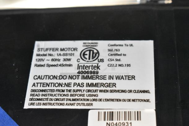 BRAND NEW SCRATCH AND DENT! Avantco 1A-SS101 177SSV2MOTOR Motor for Sausage Stuffers w/ Pedal. 120 Volts, 1 Phase. - Image 9 of 10