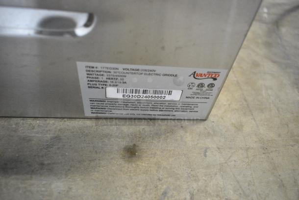 BRAND NEW SCRATCH AND DENT! Avantco 177EG30N Stainless Steel 30" Electric Countertop Griddle. 208/240 Volts. - Image 8 of 8
