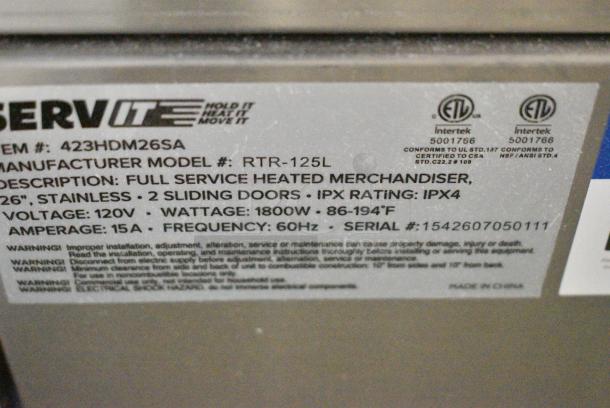 ServIt 423HDM26SA Stainless Steel Commercial Countertop Heated Merchandiser Display Case. See Pictures for Damage. 120 Volts, 1 Phase. Tested and Powers On But Does Not Get Warm - Image 6 of 7