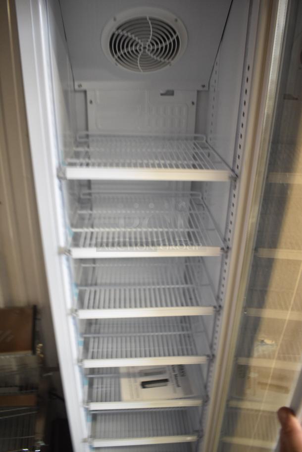 BRAND NEW IN BOX! Galaxy 177GDN5RBW Metal Commercial Single Door Reach In Cooler Merchandiser with Red, White, and Blue LED Lighting. 110-120 Volts, 1 Phase - Image 3 of 7