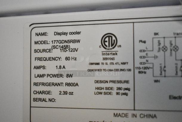 BRAND NEW IN BOX! Galaxy 177GDN5RBW Metal Commercial Single Door Reach In Cooler Merchandiser with Red, White, and Blue LED Lighting. 110-120 Volts, 1 Phase - Image 6 of 7