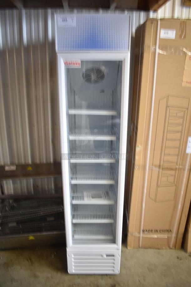 BRAND NEW IN BOX! Galaxy 177GDN5RBW Metal Commercial Single Door Reach In Cooler Merchandiser with Red, White, and Blue LED Lighting. 110-120 Volts, 1 Phase - Image 1 of 3