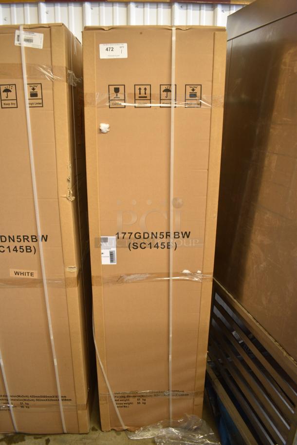BRAND NEW IN BOX! Galaxy 177GDN5RBW Metal Commercial Single Door Reach In Cooler Merchandiser with Red, White, and Blue LED Lighting. 110-120 Volts, 1 Phase - Image 2 of 3