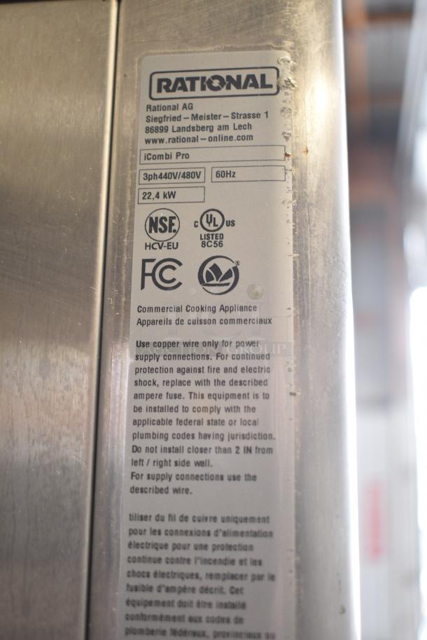 2 2021 Rational LM100EE.AXXXX/LM100CE.AXXXX iCombi Pro Stainless Steel Commercial Electric Powered Combi Convection Oven. 440/480 Volts, 3 Phase. 2 Times Your Bid! - Image 7 of 12