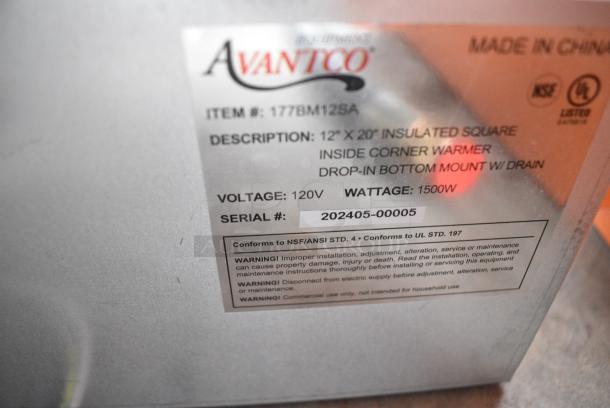 BRAND NEW SCRATCH AND DENT! 2024 Avantco 177BM12SA BM-12SA Bottom Mount Drop-In Full Size Hot Food Well with Square Inside Corners and Drain. 120 Volts, 1 Phase. - Image 4 of 4