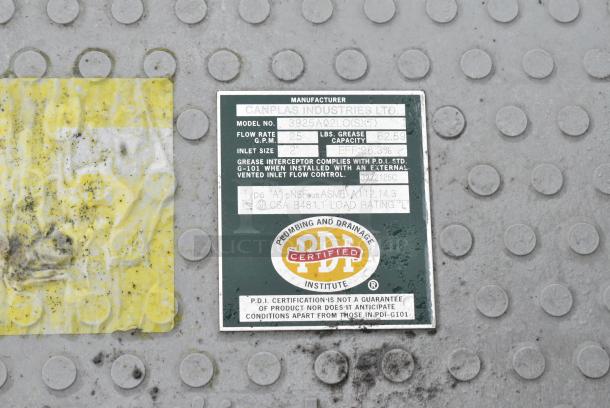 BRAND NEW SCRATCH AND DENT! Canlas Endura 3925A02LO Lo-Pro 50 lb. 25 GPM Low Profile Grease Trap with 2" Hub - Image 4 of 4