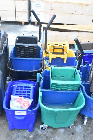 4 Various Poly Mop Buckets Wringing Attachment. 4 Times Your Bid!
