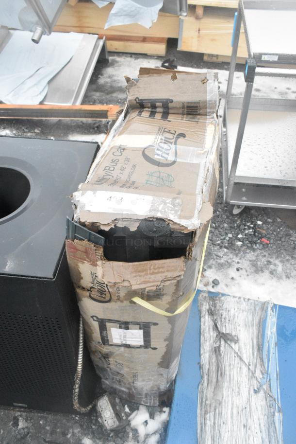 BRAND NEW SCRATCH AND DENT! Choice 109CARTBLGBK Black Utility / Bussing Cart with Three Shelves - 42" x 20" - Image 1 of 2