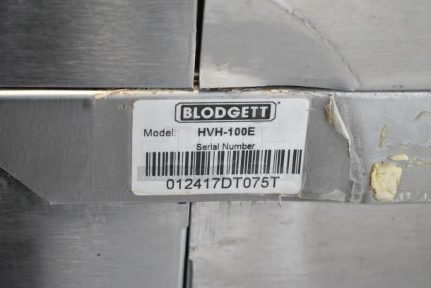 2 2017 Blodgett HVH-100E Hydrovection Helix Stainless Steel Commercial Electric Powered Full Size Convection Oven w/ View Through Doors, Metal Oven Racks on Commercial Casters. Top Oven 440-480 Volts, 3 Phase and Bottom Oven 125-240 Volts, 3 Phase. 2 Times Your Bid! - Image 10 of 10