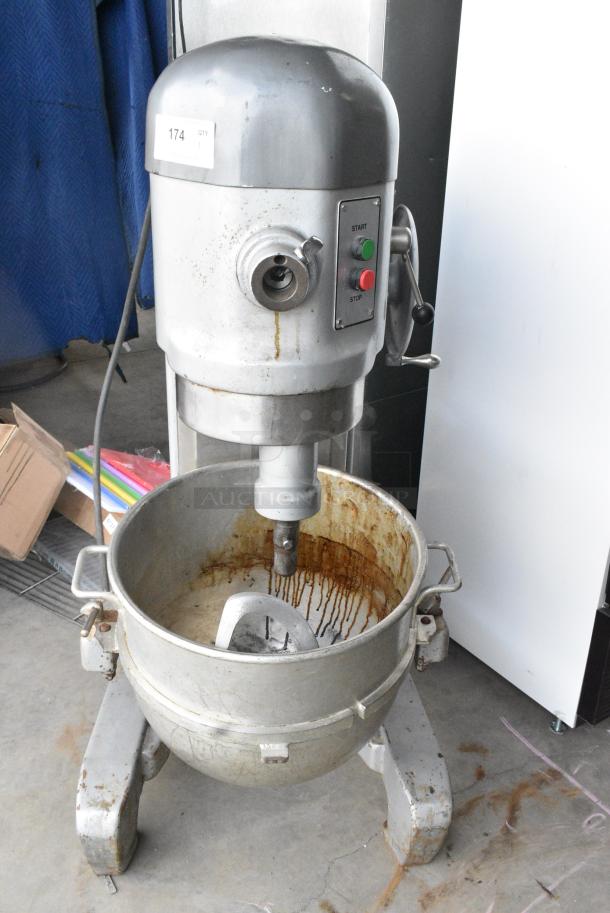 Hobart H-600 Metal Commercial Floor Style 60 Quart Planetary Dough Mixer w/ Metal Mixing Bowl and Dough Hook Attachment. 230 Volts, 1 Phase. - Image 10 of 11