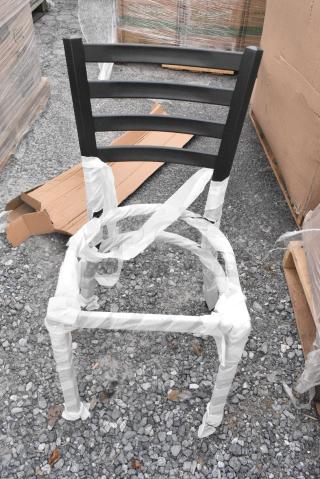 24 BRAND NEW! 164CMLBWNTKD Lancaster Table & Seating Black Finish Ladder Back Chair with Natural Wood Seat - Detached Seat. 24 Times Your Bid!