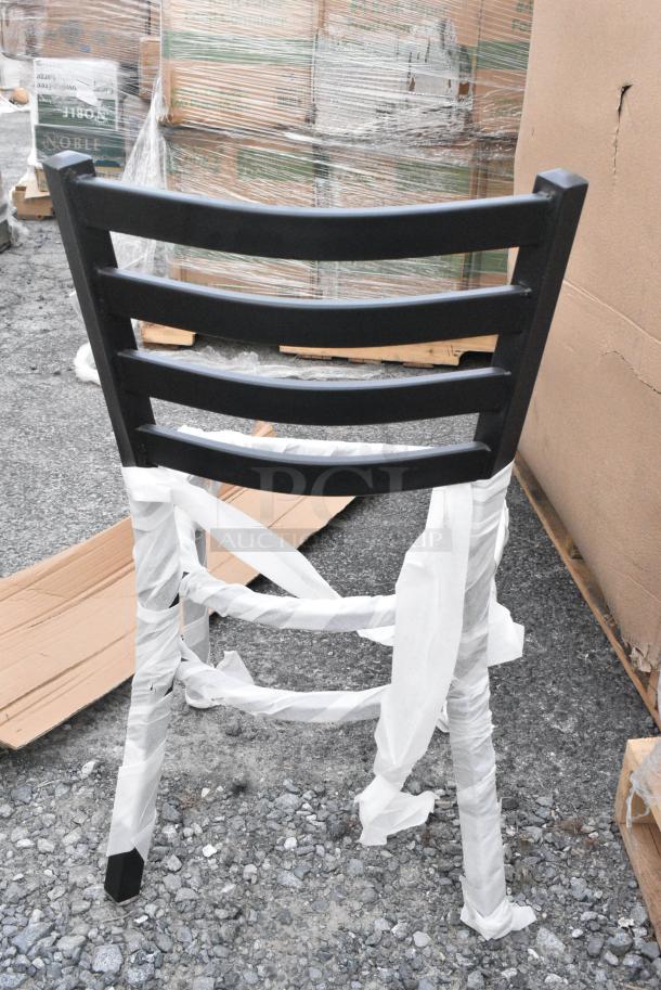 24 BRAND NEW! 164CMLBWNTKD Lancaster Table & Seating Black Finish Ladder Back Chair with Natural Wood Seat - Detached Seat. 24 Times Your Bid! - Image 9 of 9