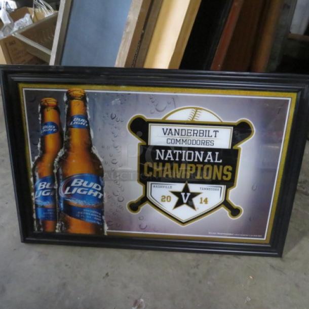 One Bud Light/Vanderbilt Framed Mirror. 36X24 - Image 1 of 1
