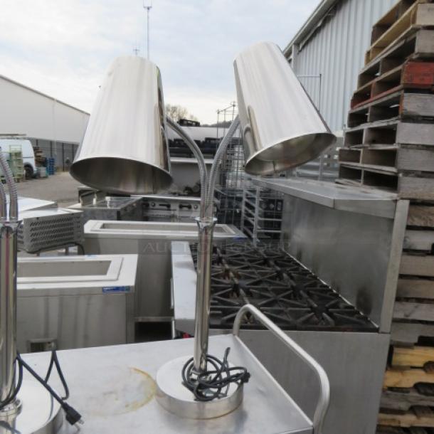 One Stainless Steel Bon Chef Countertop 2 Bulb Food Warmer. Model# 9670.  500 Watt. 120 Volt. $582.99. - Image 1 of 1