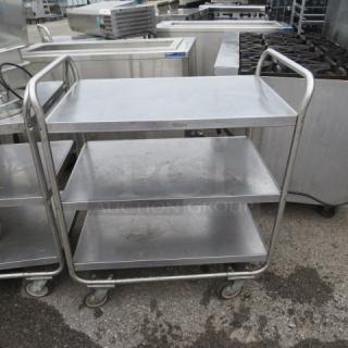One Stainless Steel Lakeside 3 Shelf Cart On Casters. 36X20X40.5
