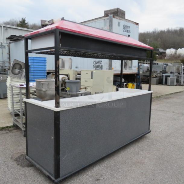 One Mobile Kiosk With A 1 Door Beverage Air Cooler, Under Storage, Handsink, 3 Spring Loaded Cup Dispensers, And Canopy With Lights, On Casters. 96X32.5X85 - Image 2 of 6