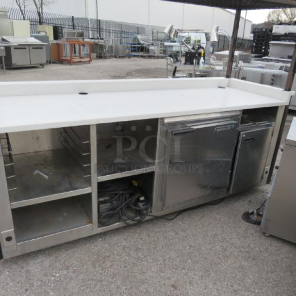 One Mobile Kiosk With A 1 Door Beverage Air Cooler, Under Storage, Handsink, 3 Spring Loaded Cup Dispensers, And Canopy With Lights, On Casters. 96X32.5X85 - Image 3 of 6