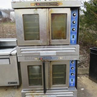 One Double Stack Bakers Pride Cyclone Natural Gas Convection Oven With 6 Racks. 39X39X64
